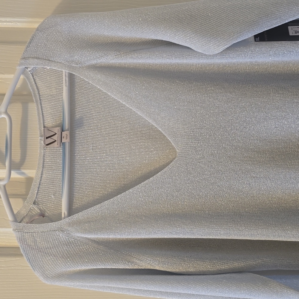 WORTHINGTON BRAND WOMEN'S SILVER METALLIC LONG SLEEVE SWEATER SIZE XL